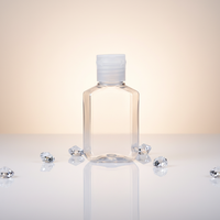 Bouteille plate transparente octogonale en PET de 60 ml avec bouchon à clapet, vide, pour gel désinfectant pour les mains, liquide, eau, sérum de soin de la peau