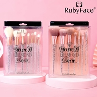 Ensemble de 7 pinceaux de maquillage avec manche en cristal scintillant, pinceaux pour poudre, blush, contour, fard à paupières, pinceaux de mélange, kit avec virole en or rose, cadeau