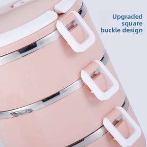 Set Regalo per Bambini e Studenti, Contenitore per Alimenti in Acciaio Inox a Tre Livelli, Isolato, Stile Nordico Ecologico, Logo Personalizzabile - Product Image 3