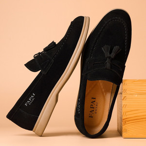 Men's Genuine Leather Tassel Loafers Comfortable Slip Low Heel Rubber Outsole Leather Printing Logo <b>Driving</b> <b>Shoes</b> Spring Fashion - Product Image 4
