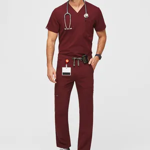 Alta Qualidade Enfermagem Scrubs Uniformes Conjuntos Elegantes Homens Moda Médica Uniformes Scrub Conjuntos