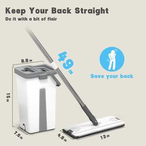 Sistema de limpieza de pisos para el hogar con todo incluido, fregona de piso plano con manos libres, cubo lavable, almohadillas de microfibra, uso en seco y húmedo, todo tipo de pisos - Product Image 3