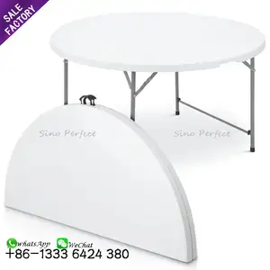 High Quality Wedding Banquet Furniture Plastic White Hall Round Dining Party Foldable Tables For Events