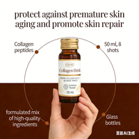 Collagène hydrolysé liquide de source marine, vitamine C, acide hyaluronique, biotine, collagène cutané à faible poids moléculaire