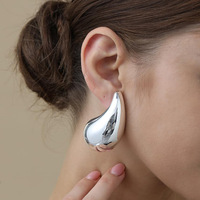 Boucles d'oreilles clous en acier inoxydable 316L, forme goutte d'eau épaisse, plaquées or 18 carats, hypoallergéniques, plusieurs tailles, pour femmes