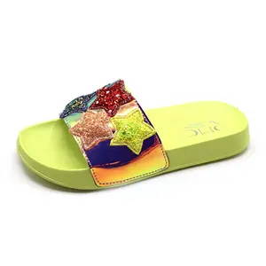 2023 yeni tasarım yaz plaj düz çocuk ayakkabıları sandalet yıldız şekilli parlayan PVC sevimli erkek kız çocuk slaytlar terlik