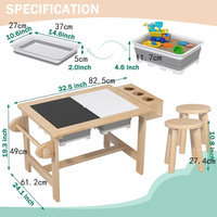 Table sensorielle double face en bois de pin avec 2 bacs de rangement pliables pour garçons et filles Cadeaux d'anniversaire