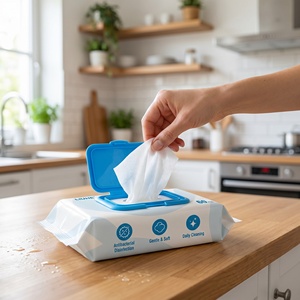 Toallitas Desinfectantes para el Hogar, Personalizadas, 60 Hojas por Paquete, <span class=keywords><strong>Ingredientes</strong></span> Antibacterianos de Alta Calidad, 99.9% de Esterilización, Tela No Tejida - Product Image 3