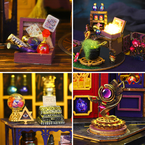 ชุดของเล่นไม้ Magic Energy Station ชุดหนังสือ DIY ของตกแต่งมุมอ่านหนังสือ ตัวต่อ 3 มิติ ชุดงานฝีมือ DIY บ้านจิ๋วพร้อมไฟ LED ของตกแต่งร้านค้าขนาดเล็ก - Product Image 4