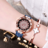Montre-bracelet à quartz pour femme, tendance, de luxe léger, avec diamants incrustés et rotatifs, modèle très vendu