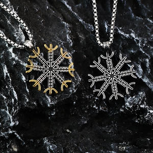 Collar de Hombre de Acero Inoxidable con Colgante de Copo de Nieve Nórdico, Diseño Geométrico, Joyería para Regalo - Product Image 1