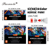 Panwenbo Art-Ensemble de 24 pièces de peinture acrylique pour enfants, adultes et débutants, tube de 12ml, couleurs vives, emballage sûr