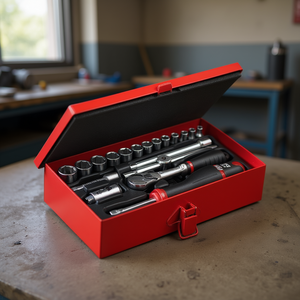 612 1/4 In Drive <b>Socket</b> Set With Ratchet And <b>Extensions</b> For Automotive Repair - Product Image 3