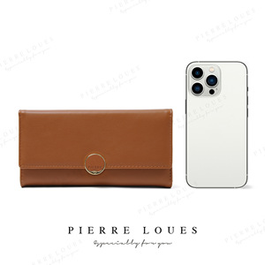 กระเป๋าสตางค์ผู้หญิง Pierre Loues แบบยาว มีซิป ความจุเยอะ ป้องกัน RFID สีพื้น สไตล์มาการอง ใช้ได้ทุกวัน - Product Image 5