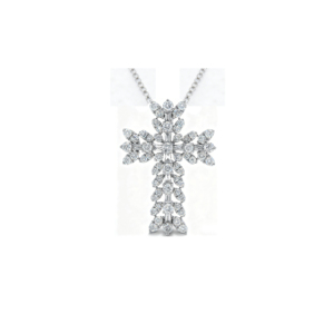 สร้อยคอจี้รูปกางเขนแบบคลาสสิก ชุบทองคำขาว 10K/14K/18K ประดับเพชร CVD ผลิตในห้องปฏิบัติการ ของขวัญสำหรับโอกาสพิเศษ - Product Image 3
