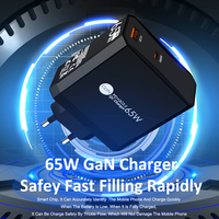 Nouveau chargeur rapide USB-C GaN 65W PD 3.0 à 1 port tendance avec protection OTP, adaptateur pour ordinateur portable