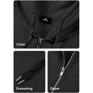 Sudaderas con capucha informales de algodón con cordón para hombre 2025, forro polar con cremallera completa con función anticontracción, sudadera corta con estampado de pantalla y patrón sólido - Product Image 2