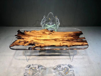 Table en bois époxy transparent de haute qualité en gros meubles de salle à manger d'art de résine pour hôtels et fermes en bois massif