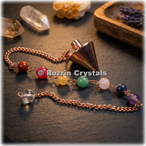 Pendules coniques sculptés et gravés en laiton et cuivre avec chaîne Chakra |   Achetez des pendules coniques en laiton et en cuivre - Product Image 2