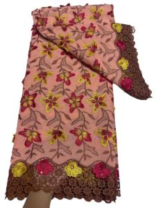 Tissu en dentelle africaine de haute qualité en polyester, respirant, voile, tricoté en armure, uni/à pois, broderie 3D, pour robe de soirée et <span class=keywords><strong>sac</strong></span> - Product Image 2