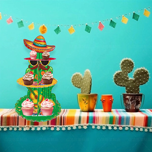 メキシコのパーティーケーキスタンド3層メキシコの誕生日パーティーカップケーキスタンドサボテンケーキスタンド - Product Image 4