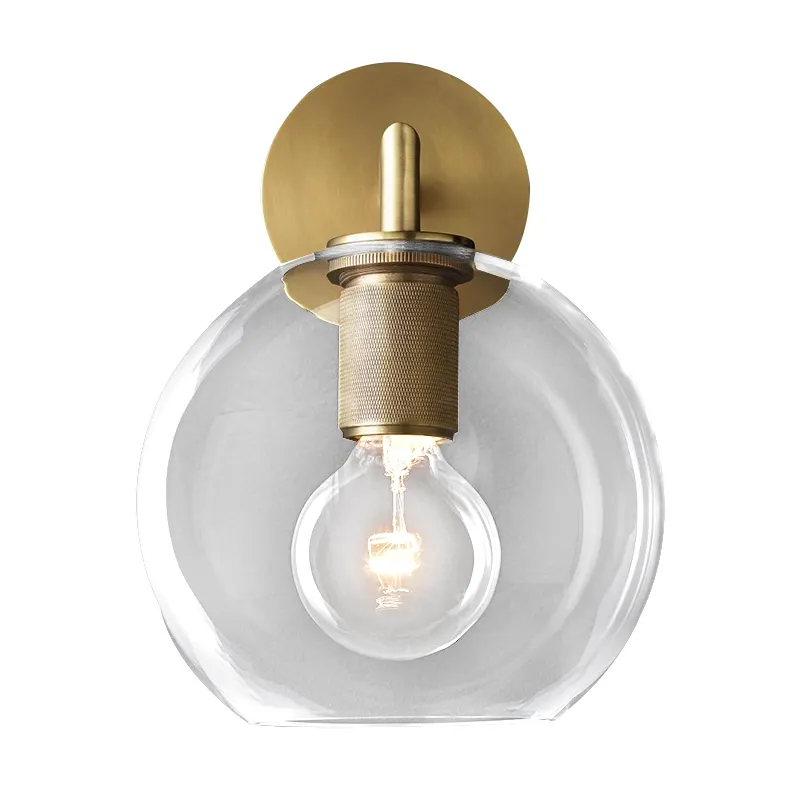 Lámpara led de pared estilo retro personalizable, esfera de latón, Bola de cobre, para dormitorio