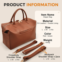 Sac à langer élégant pour femme et bébé, organisateur de couches en PU, portable avec sangle, 9 poches, sac fourre-tout personnalisé