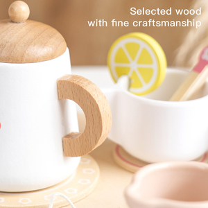 ชุดน้ำชาไม้สำหรับเด็กเล่น ชุดของเล่นทำอาหารสำหรับเด็กวัยหัดเดิน ของเล่นไม้เสริมพัฒนาการสำหรับเด็กชายและเด็กหญิง - Product Image 6