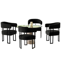 Ensemble de chaises de salle à manger 4 pièces modernes du milieu du siècle Chaises d'appoint latérales en tonneau noir Fauteuils à dossier incurvé Boucle Appartements rembourrés