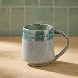 Mug en céramique artisanale en grès, design Wabi-Sabi, finition mate, couleur unie, pour usage domestique, passe au lave-vaisselle, anti-fuite - Product Image 1