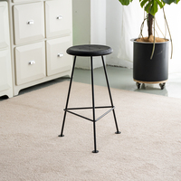 Tabouret de bar moderne en métal avec assise en bois de frêne massif, chaise de comptoir réglable pour îlot de cuisine et bar à domicile