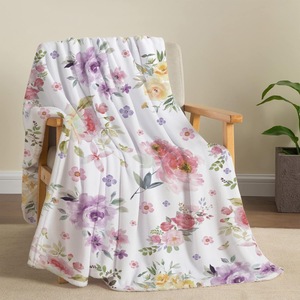 Couverture en flanelle à imprimé floral personnalisé, couverture de repos, couverture légère résistante à la décoloration pour lit, canapé, vente en gros - Product Image 3