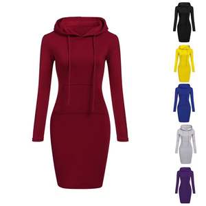 Spring Fashion Solid Color Pocketst Breathable Hoodie <b>Dress</b> Slim <b>Womens</b> Tracksuit Casual <b>Sweatshirt</b> Polyester/Cotton - Product Image 1