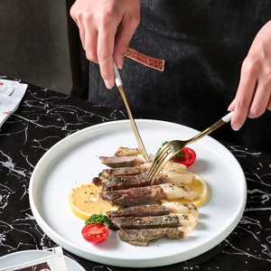 <span class=keywords><strong>Assiette</strong></span> à steak blanche à <span class=keywords><strong>bord</strong></span> <span class=keywords><strong>haut</strong></span> avec logo personnalisé, assiettes plates en porcelaine pour apéritifs de mariage - Product Image 5