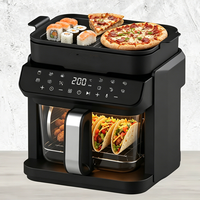 Freidora de Aire 2 en 1 de 7.5QT, 1500W, Control Digital, Antiadherente, PTFE, Apagado Automático, 12 Programas de Cocción, Pantalla a Color, Fácil de Usar