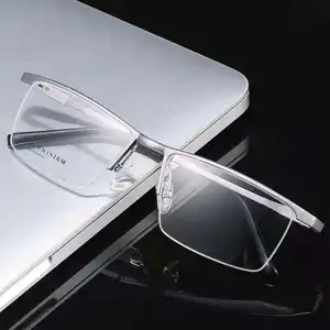 Aluminium Eyeglasses Frames Half Frame Flexible Optical Eye Glasses Half Frame Glasses For Men