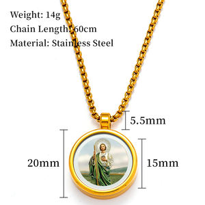 GIVELUCK hıristiyan 3D el-boyalı aziz Jude Thaddaeus Tsatsa kolye 18K altın kaplama paslanmaz çelik Medal madalya kolye - Product Image 2