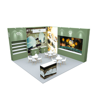 Stand d'exposition modulaire personnalisé de 20x20 pieds avec cadres en aluminium et affichage en tissu tendu réutilisable pour les expositions