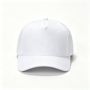 Gorra de Béisbol de 5 Paneles Perforada con Corte Láser, Secado Rápido, Transpirable, Visera Curva, Deportiva, para Correr, Blanca, Ligera, Unisex - Product Image 5