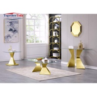 Vente en gros de console de commande et table de salle à manger en verre miroir pour hôtel familial couloir d'entrée doré au design moderne et luxueux