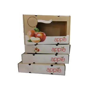 Low Price Corrugated Paper Fruit Vegetable Gift Packing Box Apple Carton box With Clear Window