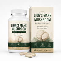 Extracto de Hongo Melena de León (Hericium Erinaceus) 1000mg 30% Polisacáridos, Apoyo para la Salud Cerebral, Cápsulas de Marca Privada ODM