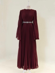 <span class=keywords><strong>Robe</strong></span> <span class=keywords><strong>longue</strong></span> de soirée musulmane plissée à la taille avec strass de luxe sur mesure, vêtements islamiques pour femmes, Abaya inspirée de Dubaï pour les fêtes - Product Image 5
