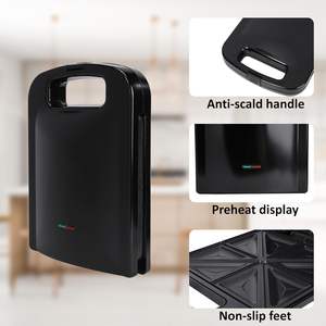 Plancha Eléctrica 7 en 1, Antiadherente, Desmontable, para 2 Rebanadas, Mini Wafflera, Sandwichera Profesional, Panini Maker - Product Image 3