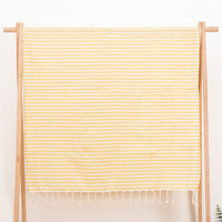 FF6163 Summer Travel Turkish Cotton Beach Towel with Tassel Fringe Absorbent Sand Free Striped Beach Towel