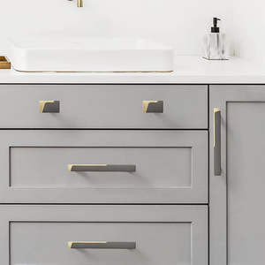 Tiradores Modernos Bicolor Dorado y Gris Ajustables para Cajones Ocultos de Cocina, Perillas de Aleación de Zinc para Gabinetes, Cómodas, Baños y Salas de Estar - Product Image 3