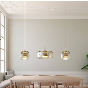 Lustre en <span class=keywords><strong>verre</strong></span> et fer de style nordique moderne, design artistique par un designer, idéal pour salle à manger, salon, ou comme <span class=keywords><strong>lampe</strong></span> de bar postmoderne. - Product Image 3