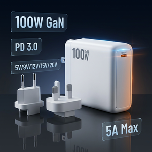 อะแดปเตอร์ GaN PD 100W ชาร์จเร็วสำหรับแล็ปท็อป โทรศัพท์ แท็บเล็ต ช่องเสียบ USB-C พร้อมปลั๊กเปลี่ยนได้ EU US UK AU สำหรับ <span class=keywords><strong>iPhone</strong></span> - Product Image 3