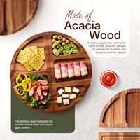 Planche de service de voyage pliable en acacia avec poignées grand plateau de charcuterie pour fromage nourriture viande apéritifs de fête