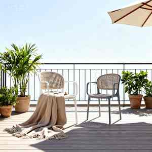 Ghế ăn nhựa đan mây thân thiện với môi trường hiện đại - Sử dụng trong nhà/ngoài trời, xếp chồng được, có tay vịn & tựa lưng, màu sắc tùy chỉnh - Product Image 3